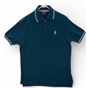Psycho Bunny Shirt Mens XL Polo Dark Teal Short Sleeve With White Golf Preppy